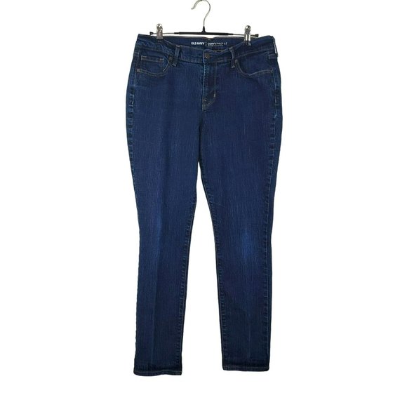 Old Navy Womens Curvy Skinny Jeans Size 10 Dark Wash Denim Mid Rise - Picture 1 of 7